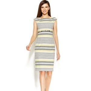 Calvin Klein Striped Belted Sheath Dress